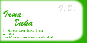 irma duka business card